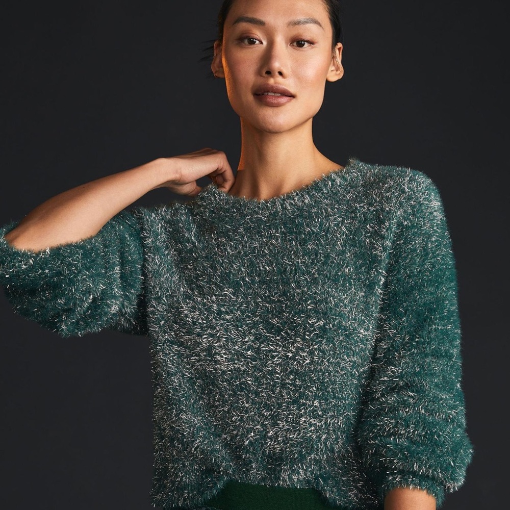Maeve Tinsel Eyelash Sweater Petite